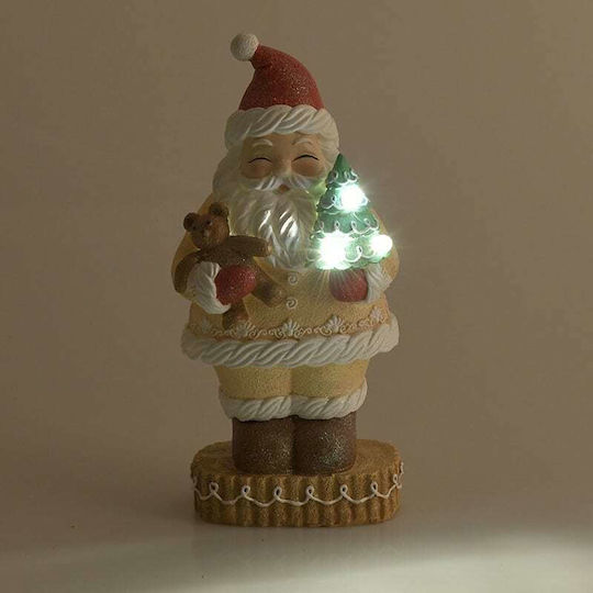 Illuminated Santa Claus Beige 28x14x10cm