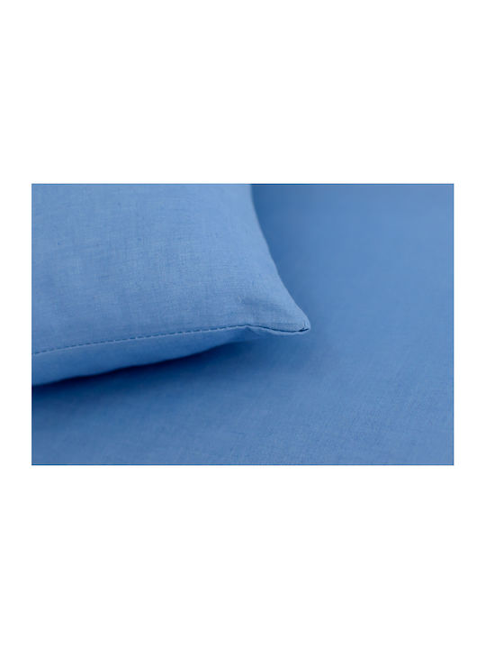 My Home Luxury Sheet Set with 2 Pillowcases Super-Double with Elastic 160x200+37cm. Monochrome Blue Raf 3pcs