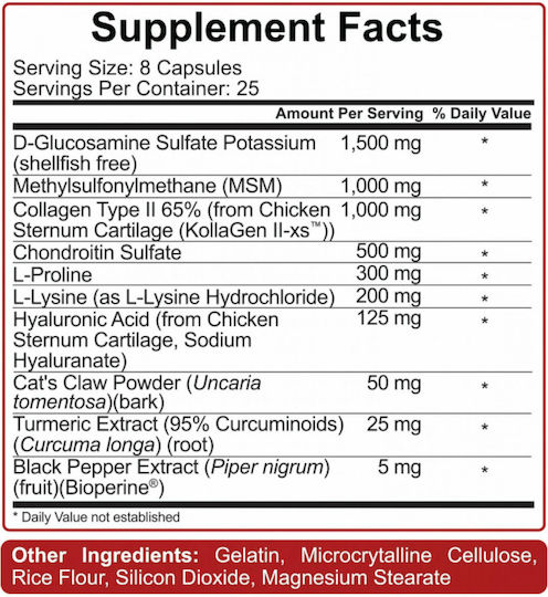 Rich Piana 5% Nutrition Joint Defender Supliment Pentru Sănătatea Articulațiilor și Oaselor 200 Capsule