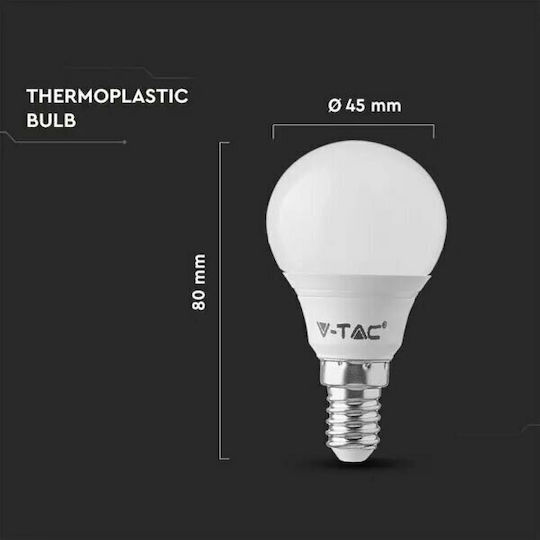 V-TAC LED Bulbs 4.5W for Socket E14 and Shape P45 Warm White 470lm 3pcs