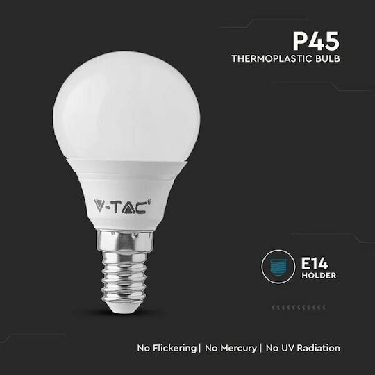 V-TAC LED Bulbs 4.5W for Socket E14 and Shape P45 Warm White 470lm 3pcs