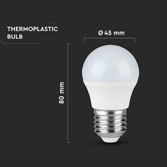 V-TAC LED Bulbs 4.5W 120mm for Socket E27 and Shape G45 Natural White 470lm 3pcs