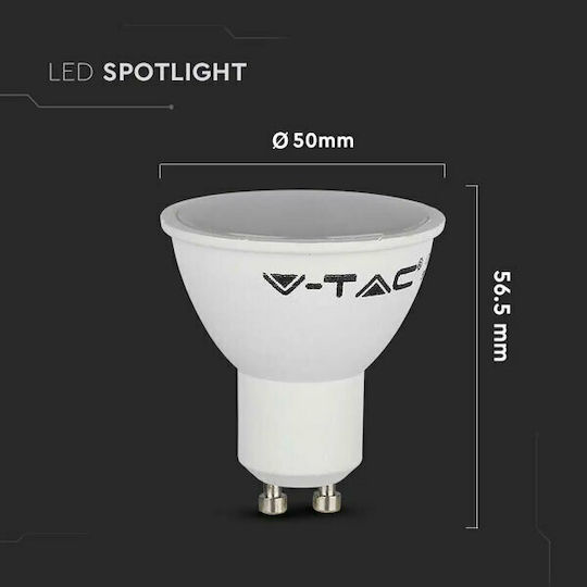 V-TAC Vt-1975 LED Bulb 4.5W 80mm for Socket GU10 and Shape MR16 Cool White 400lm
