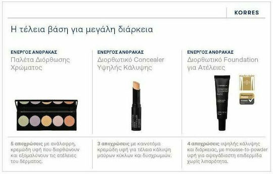 Korres Activated Charcoal Corrective Mousse Foundation SPF15 ACF2 30ml