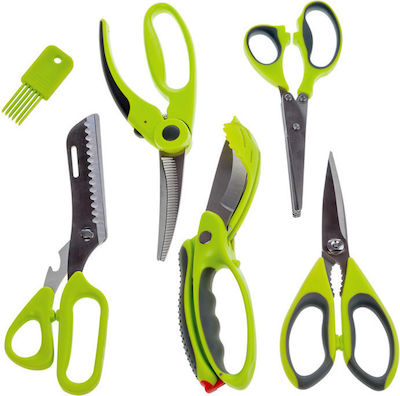 Easy Five Stainless Steel Kitchen Scissor Green