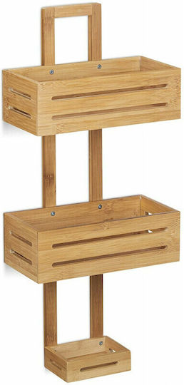 Relaxdays Wall Mounted Bathroom Shelf Bamboo with 3 Shelves 65x28x15.5cm Brown