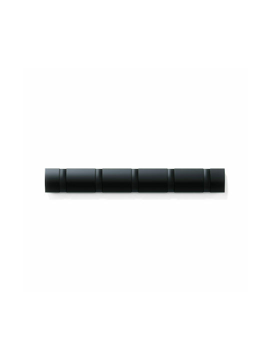 Umbra Wall Hanger Flip Wooden 5 Hooks Black 50.8x3.2x6.7cm