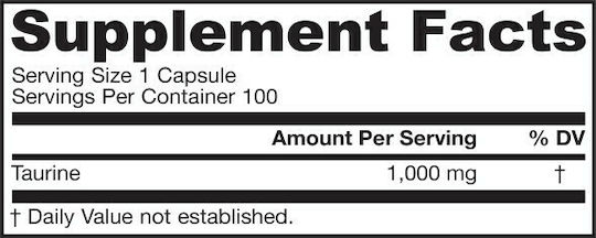 Jarrow Formulas Taurin 1000mg 100 Kapseln Ungesüßt