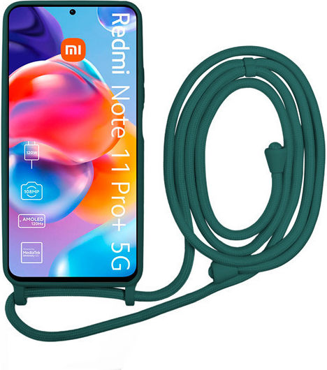Vivid Lace Back Cover Σιλικόνης με Λουράκι Pine Green (Redmi Note 11 Pro+ 5G)