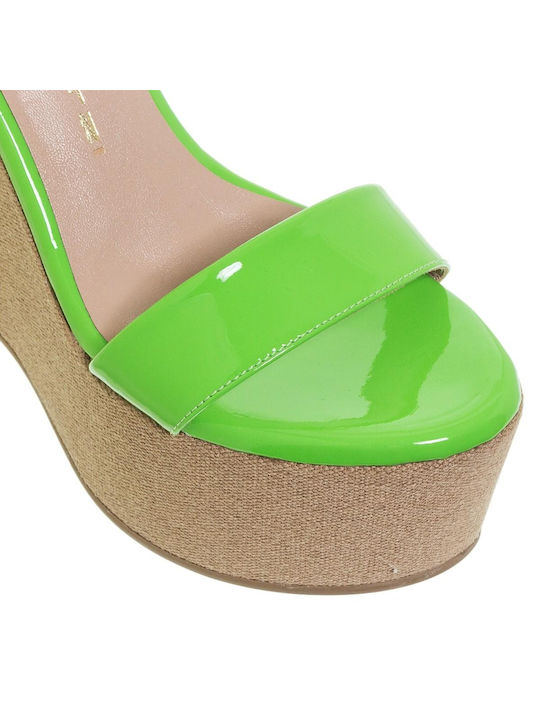 Mourtzi Women's Ankle Strap Platforms Green Fluo