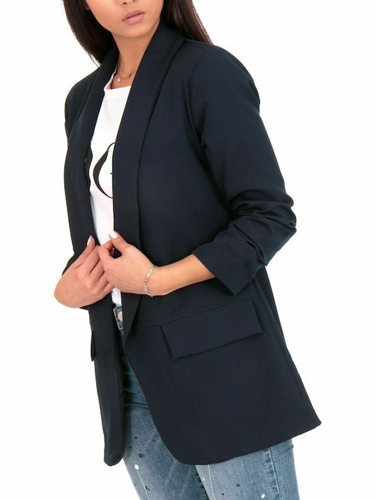 Silia D Lang Damen Mittellang Blazer Marineblau