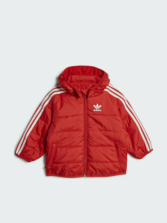 Kids' Sports Jacket Short with Hood Red Adicolor