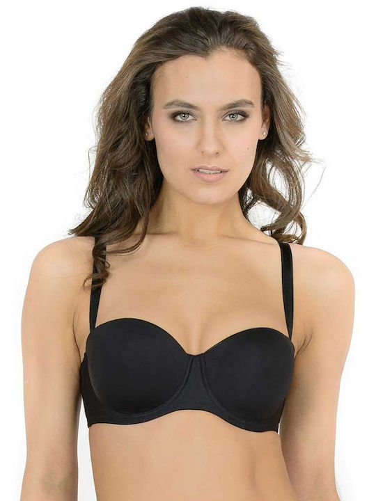 Elegance Μαύρο Strapless Σουτιέν χωρίς Ενίσχυση
