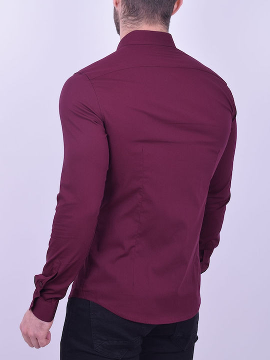 Enos Men's Shirt Long Sleeve Cotton Burgundy