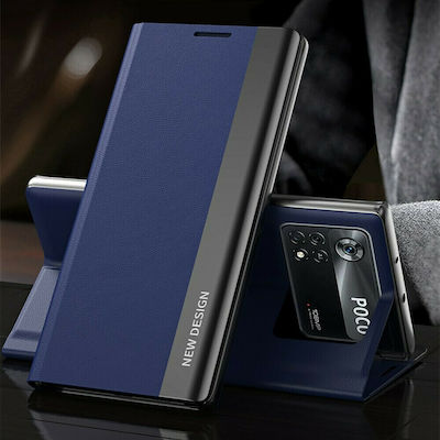 New Design Invisible Magnet Synthetic Book Blue (Poco M4 Pro)