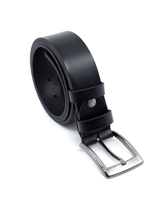 Wide Men's Belt from Artificial Leather Black