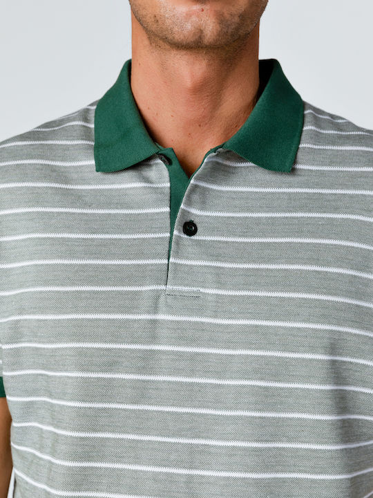 Snta Polo Piqué Striped Short Sleeve with Short Sleeve&Contrast Details - Striped Green