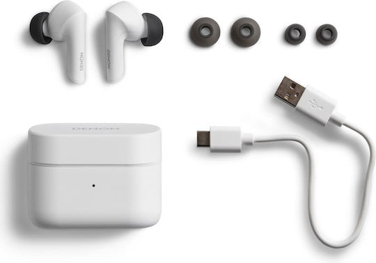 Denon AH-C830NCW In-ear Bluetooth Handsfree Earphones with Sweat Resistance and Charging Case White