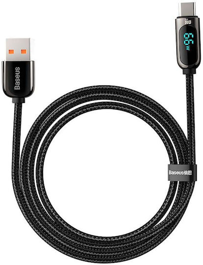 Baseus Cablu USB 2.0 Împletit USB-C Mascul - USB-A 66W Negru 1m CASX020001