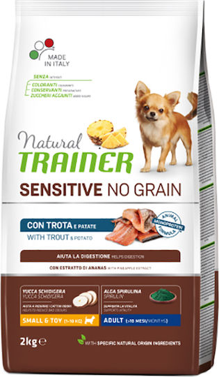 Trainer Sensitive No Grain 2kg Trockenfutter ohne Getreide für erwachsene Hunde kleiner Rassen mit Forelle