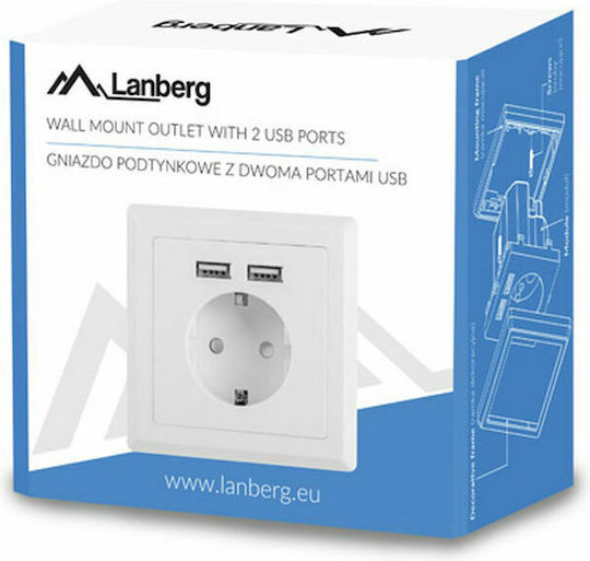 Lanberg Power Socket with 2 USB Ports White 1pcs