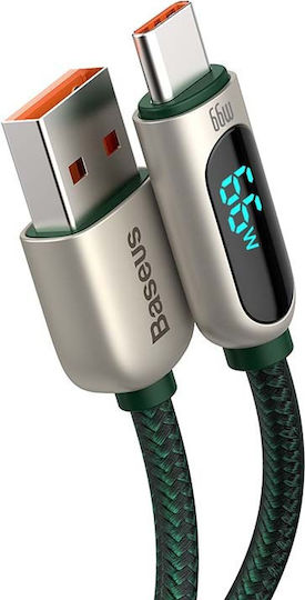 Baseus Geflochtenes USB 2.0 Kabel USB Typ-C männlich - USB-A 66W Grüne 1m CASX020006