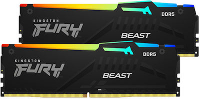 Kingston Fury Beast RGB 16GB DDR5 RAM mit 2 Modulen (2x8GB) und Geschwindigkeit 5200 für Schreibtisch