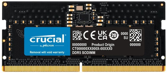 Crucial 16GB DDR5 RAM cu Viteză 4800 pentru Laptop (CT16G48C40S5