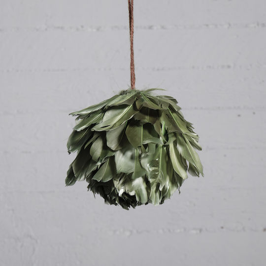 Hängendes Kugel Ornament Ornament Grün mit Federn