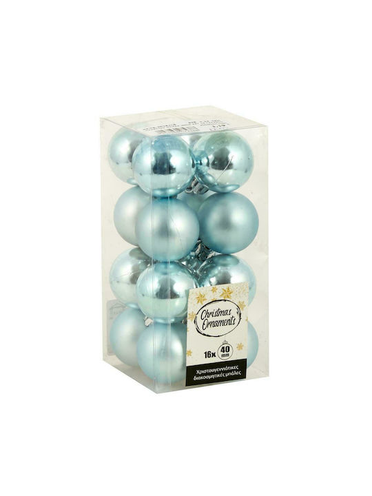 TnS Christmas Plastic Ball Ornament Light Blue 4x4cm 16pcs