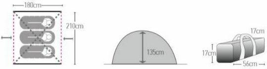 Hupa Norma 3P Summer Camping Igloo Green for 3 People 180x210x135cm