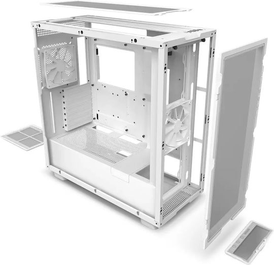 NZXT H7 Flow (2022) Gaming Midi Tower Computer Case with Side Window Matte White