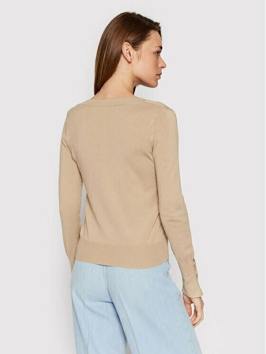 Zena Women's Cardigan with Buttons Beige