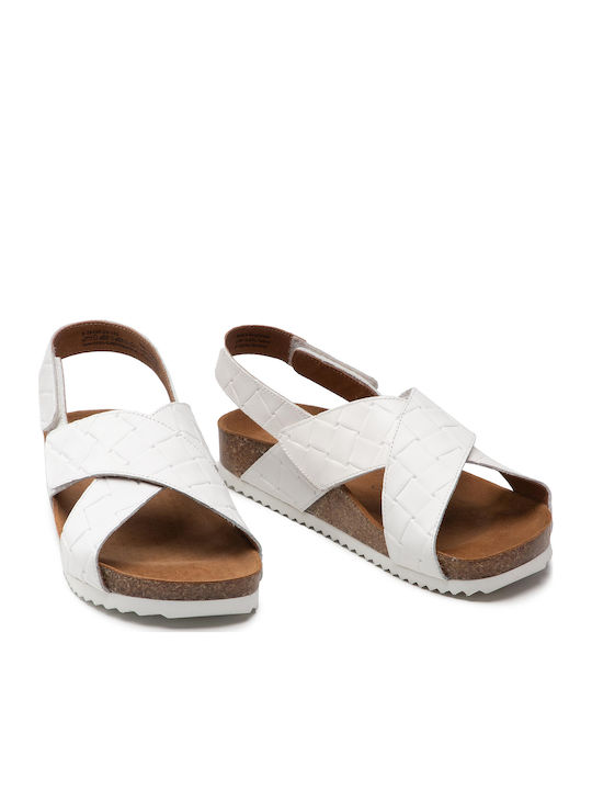 Leather Women's Flat Sandals Anatomic in White Color