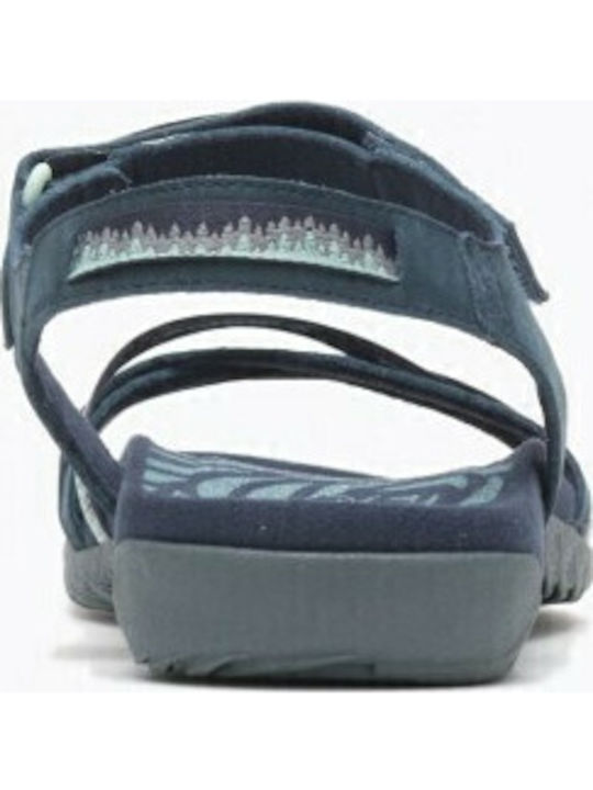 Terran 3 Cush Leather Women's Flat Sandals Sporty in Navy Blue Color