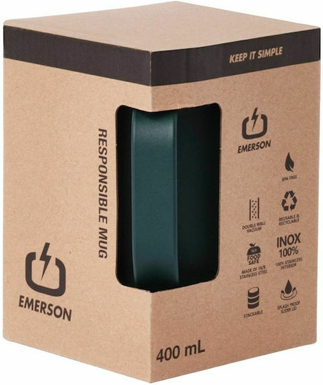 Emerson Κούπα Μεταλλική με Καπάκι Πράσινη