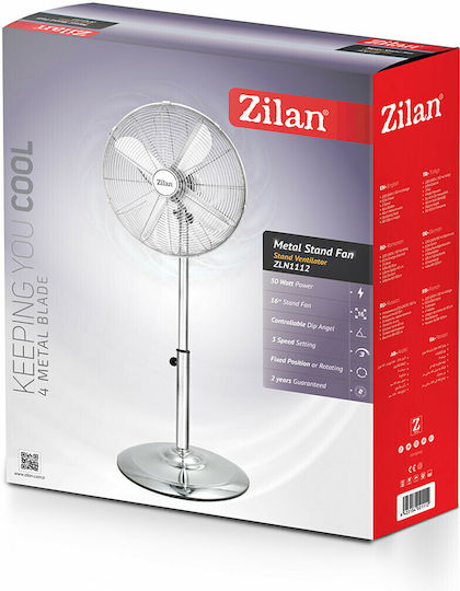 Zilan Ανεμιστήρας Ορθοστάτης 50W Διαμέτρου 40cm Λευκός