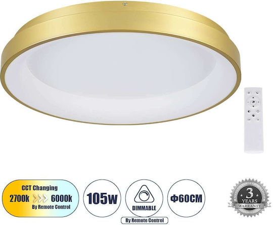 GloboStar Salem Таванно осветление 60бр Златист с Вграден LED и Дистанционно Управление