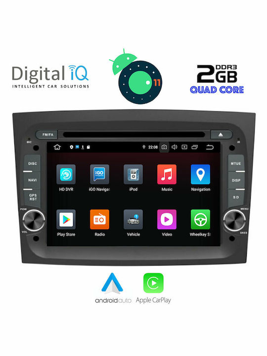 Digital IQ Car Audio System for Opel Combo Fiat Doblo 2015+ (Bluetooth/USB/AUX/WiFi/GPS/Apple-Carplay/CD) with Touch Screen 7"