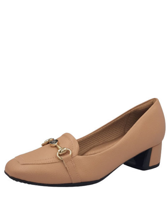 Piccadilly Pumps mit Chunky flachem Absatz Beige