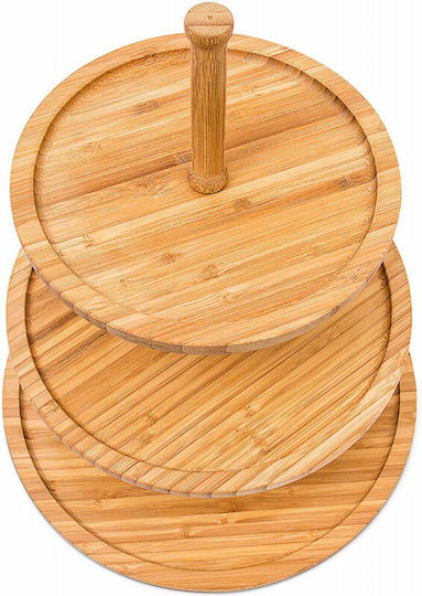 Relaxdays Lemn Etajeră 3 niveluri Bej Ø30xY37cm 1buc