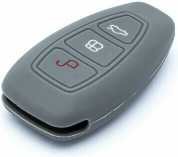 Husă Cheie Auto Car Safety Din Silicon Cu 3 Butoane Pentru Ford Gri
