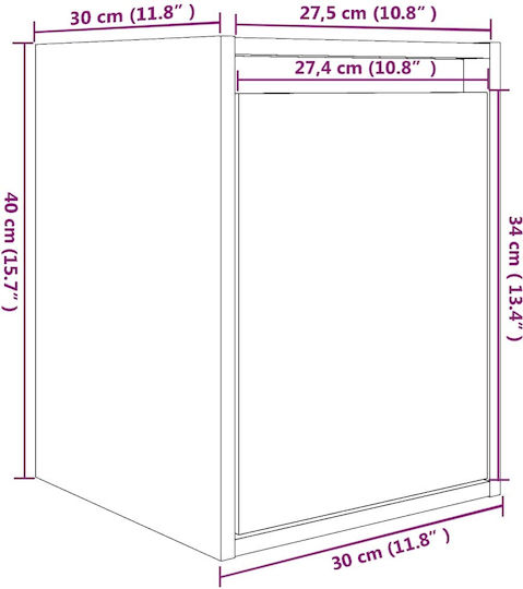 Hängeschrank fürs Wohnzimmer aus Massivholz Weiß 30x30x40 cm