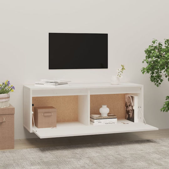 Hanging Living Room Cabinet Made of Solid Wood White 100x30x35cm