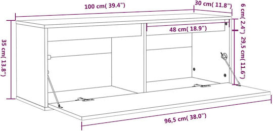 Hanging Living Room Cabinet Made of Solid Wood White 100x30x35cm