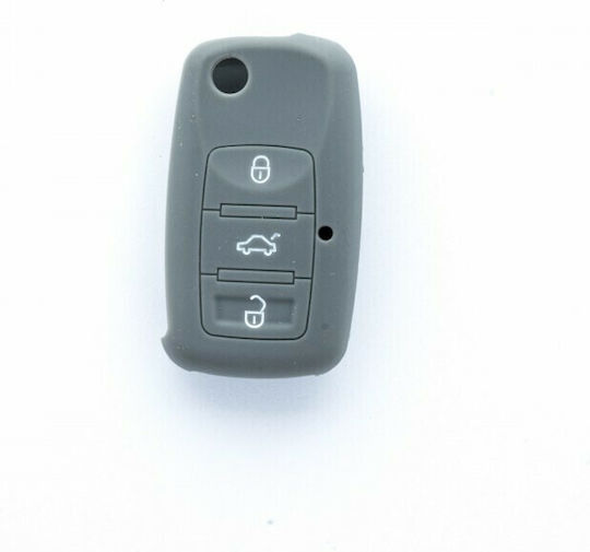 Θήκη Κλειδιού Car Safety από Σιλικόνη με 3 Κουμπιά για Seat / Skoda / VW σε Γκρι Χρώμα