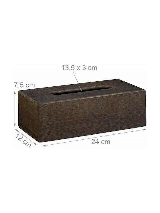 Relaxdays Θήκη για Χαρτομάντηλα Ξύλινη Καφέ 7.5x12x12cm 10023253