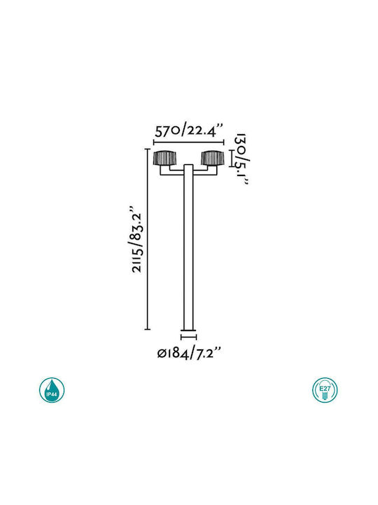 Faro Barcelona Muffin Outdoor Floor Lamp Post 15W IP44 for E27 Socket Black