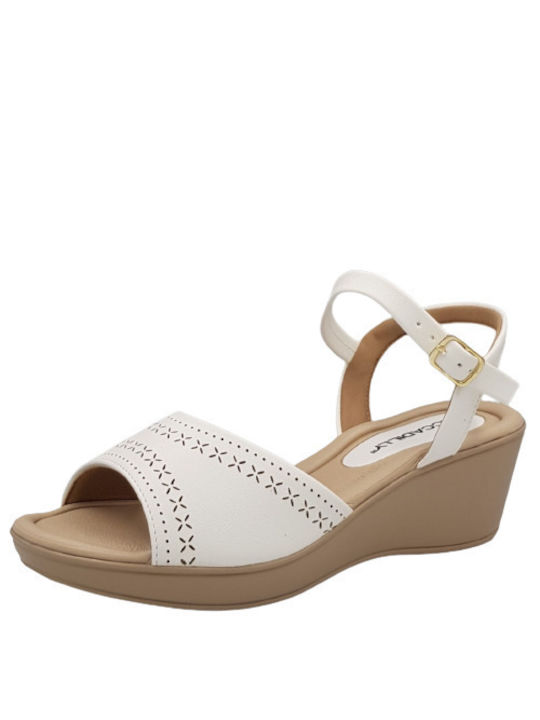 Piccadilly Anatomic Women's Ankle Strap Platforms White