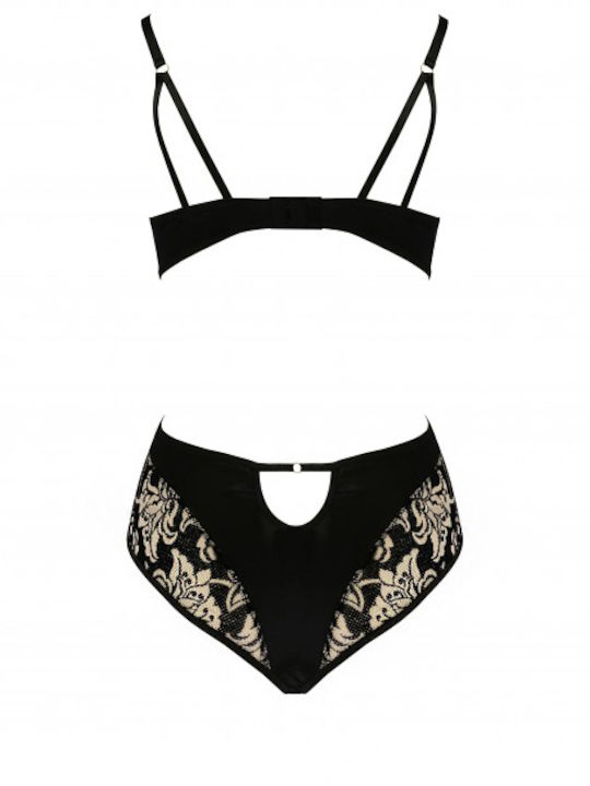 Casmir Lingerie Victoria Teddy Sexy Bodysuit with Lace Black